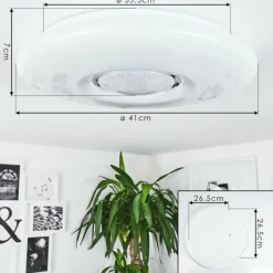 hofstein Plafonnier Page LED Blanc, 2 lumières, Télécommandes, Changeur de couleurs