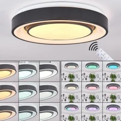 hofstein Plafonnier Page LED Noir, Blanc, 2 lumières, Télécommandes, Changeur de couleurs* Éclairage Led
