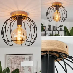 Lampes En Bois-hofstein Plafonnier Pajalta Écru, 1 lumière