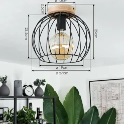 Lampes En Bois-hofstein Plafonnier Pajalta Écru, 1 lumière