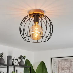 Lampes En Bois-hofstein Plafonnier Pajalta Écru, 1 lumière