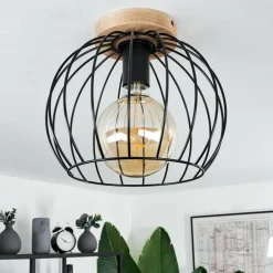 Lampes En Bois-hofstein Plafonnier Pajalta Écru, 1 lumière