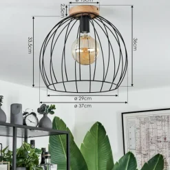 Lampes En Bois-hofstein Plafonnier Pajalta Écru, 1 lumière