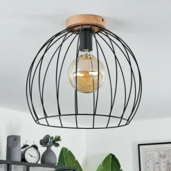 Lampes En Bois-hofstein Plafonnier Pajalta Écru, 1 lumière