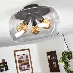 hofstein Plafonnier Palibatz Anthracite, 3 lumières