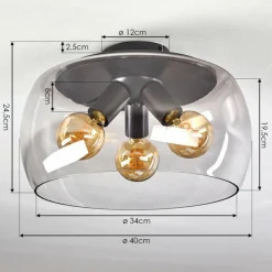 hofstein Plafonnier Palibatz Anthracite, 3 lumières