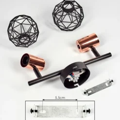 hofstein Plafonnier Palmira Cuivre, Noir, 2 lumières