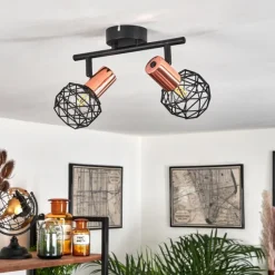 hofstein Plafonnier Palmira Cuivre, Noir, 2 lumières