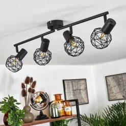 Lampes Vintages & Rétros-hofstein Plafonnier Palmira Noir, 4 lumières