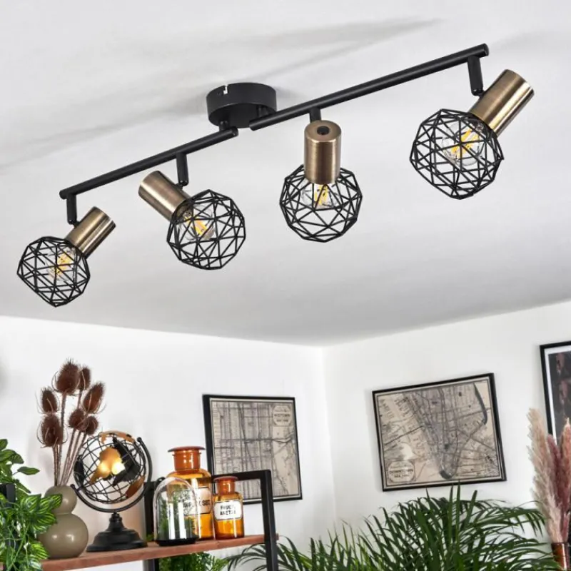 Lampes Dorées-hofstein Plafonnier Palmira Or, Noir, 4 lumières