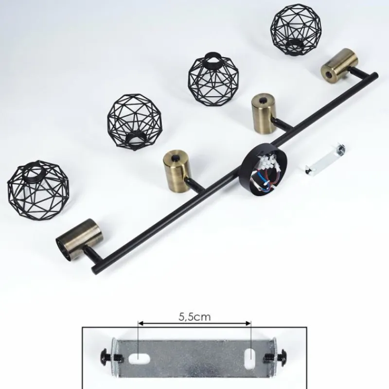 Lampes Dorées-hofstein Plafonnier Palmira Or, Noir, 4 lumières