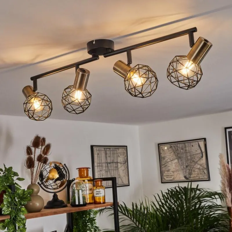 Lampes Dorées-hofstein Plafonnier Palmira Or, Noir, 4 lumières