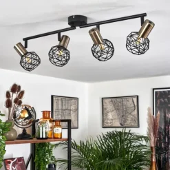 Lampes Dorées-hofstein Plafonnier Palmira Or, Noir, 4 lumières