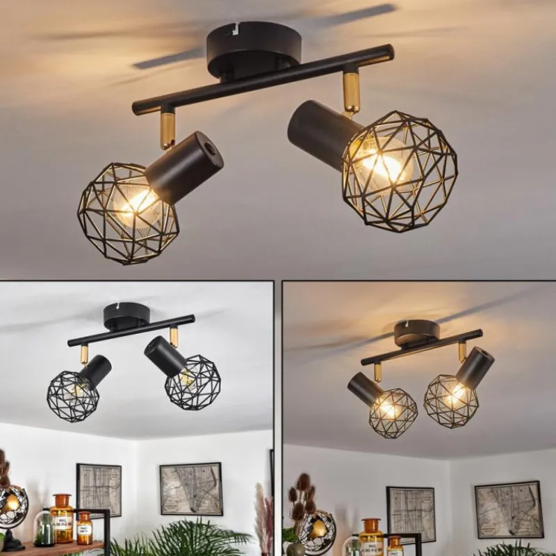 Lampes Dorées-hofstein Plafonnier Palmira Or, Noir, 2 lumières