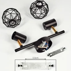 Lampes Dorées-hofstein Plafonnier Palmira Or, Noir, 2 lumières