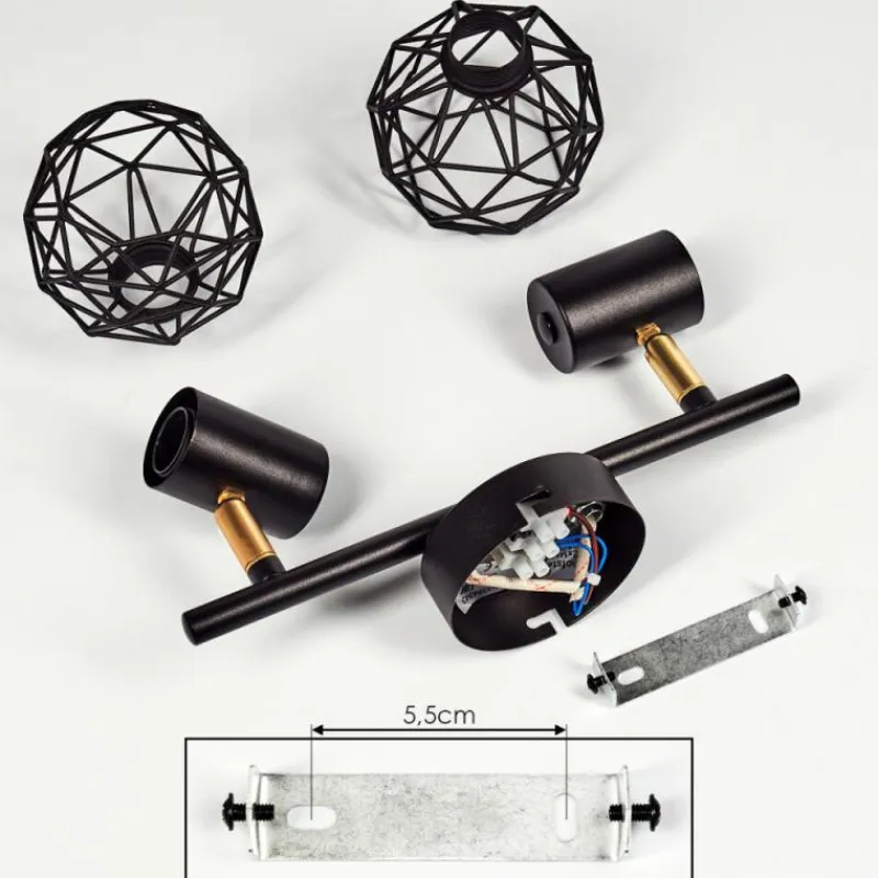 Lampes Dorées-hofstein Plafonnier Palmira Or, Noir, 2 lumières