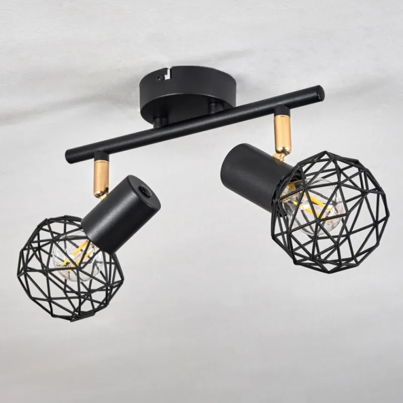 Lampes Dorées-hofstein Plafonnier Palmira Or, Noir, 2 lumières