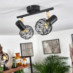 Lampes Dorées-hofstein Plafonnier Palmira Or, Noir, 2 lumières