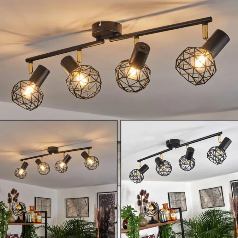 Lampes Dorées-hofstein Plafonnier Palmira Or, Noir, 4 lumières