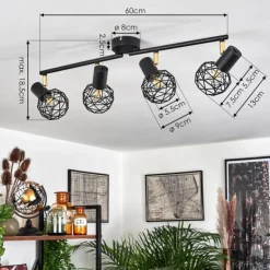 Lampes Dorées-hofstein Plafonnier Palmira Or, Noir, 4 lumières