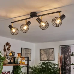 Lampes Dorées-hofstein Plafonnier Palmira Or, Noir, 4 lumières