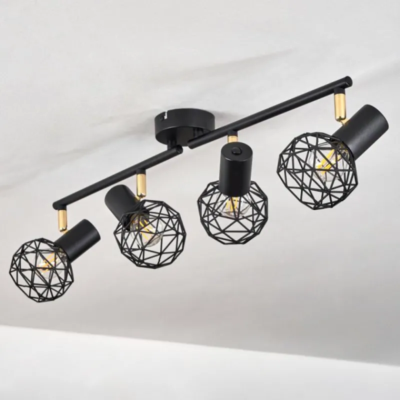 Lampes Dorées-hofstein Plafonnier Palmira Or, Noir, 4 lumières