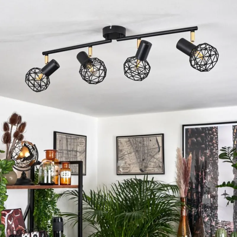 Lampes Dorées-hofstein Plafonnier Palmira Or, Noir, 4 lumières