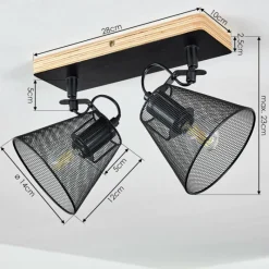 Lampes Industrielles-hofstein Plafonnier Panaguá Bois clair, Noir, 2 lumières