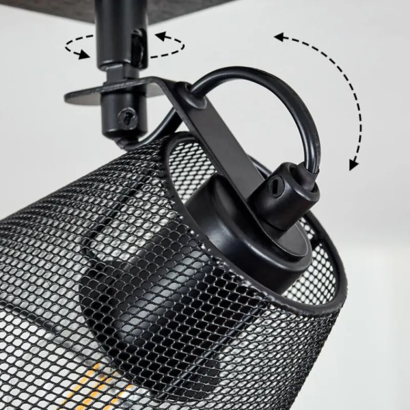 Lampes Industrielles-hofstein Plafonnier Panaguá Bois clair, Noir, 2 lumières