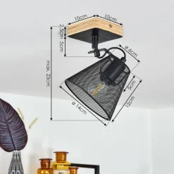 Lampes Industrielles-hofstein Plafonnier Panaguá Bois clair, Noir, 1 lumière