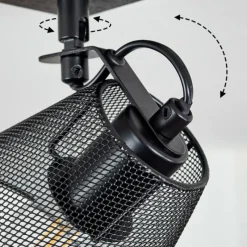 Lampes Industrielles-hofstein Plafonnier Panaguá Bois clair, Noir, 1 lumière