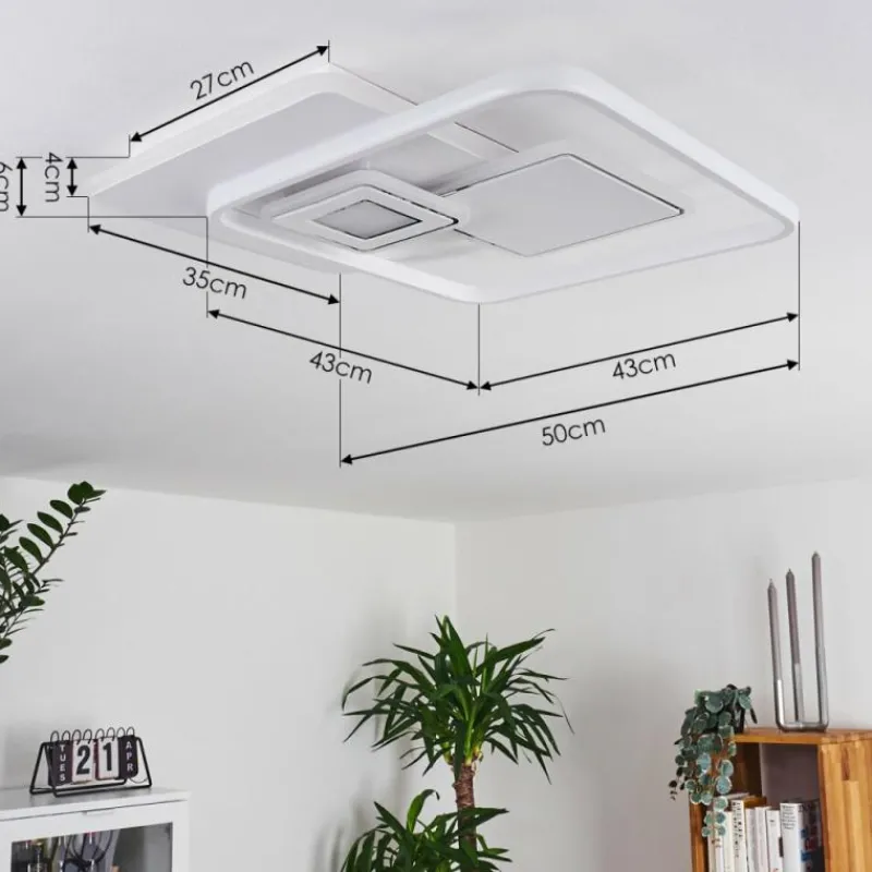 hofstein Plafonnier Panchita LED Blanc, 1 lumière, Télécommandes