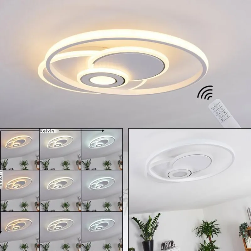 hofstein Plafonnier Panchita LED Blanc, 1 lumière, Télécommandes