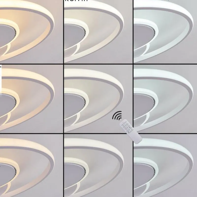 hofstein Plafonnier Panchita LED Blanc, 1 lumière, Télécommandes