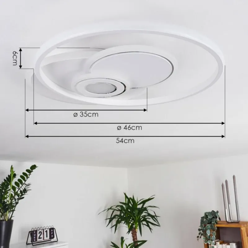 hofstein Plafonnier Panchita LED Blanc, 1 lumière, Télécommandes