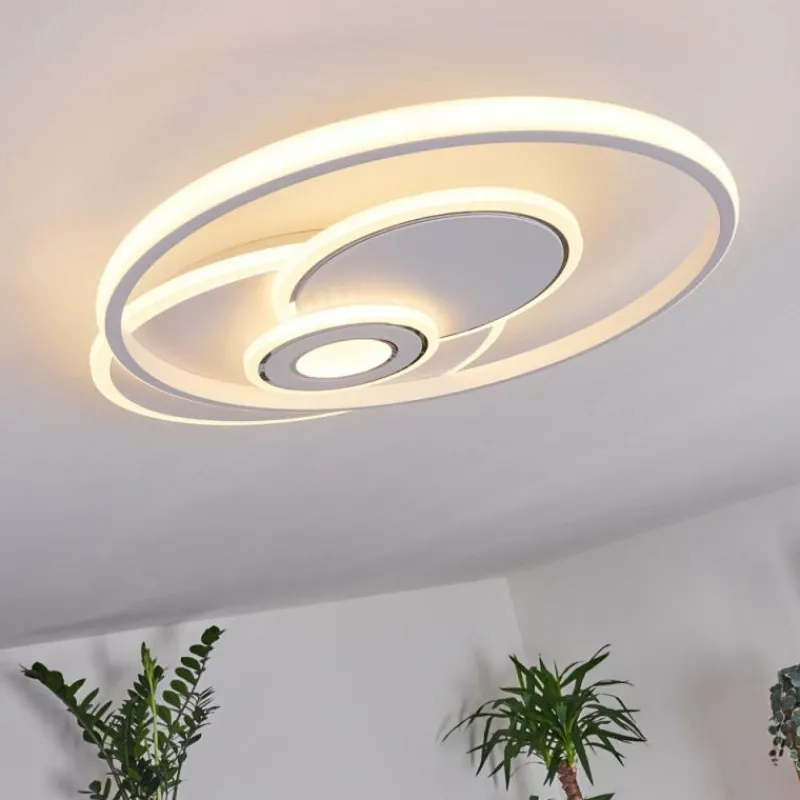 hofstein Plafonnier Panchita LED Blanc, 1 lumière, Télécommandes