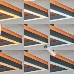 Lampes En Bois-hofstein Plafonnier Panqueua LED Brun, Noir, 1 lumière, Télécommandes