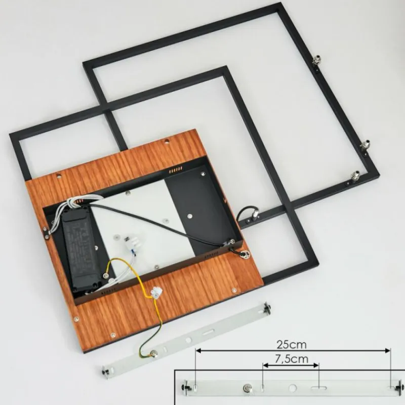 Lampes En Bois-hofstein Plafonnier Panqueua LED Brun, Noir, 1 lumière, Télécommandes