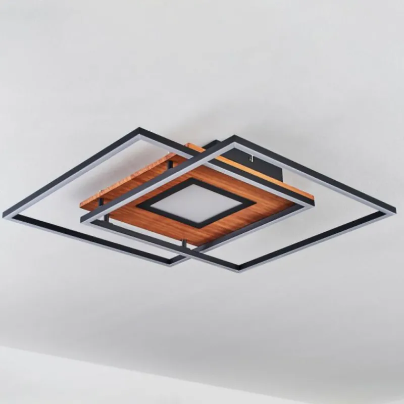 Lampes En Bois-hofstein Plafonnier Panqueua LED Brun, Noir, 1 lumière, Télécommandes