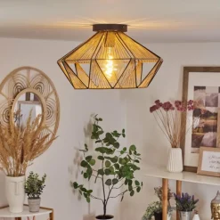 Style Boho-Chic-hofstein Plafonnier Pardieiro Noir, 1 lumière