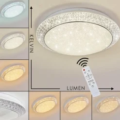 hofstein Plafonnier Parrita LED Blanc, 1 lumière, Télécommandes, Changeur de couleurs* Éclairage Led