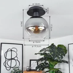 Suspension Verre Fumé-hofstein Plafonnier Pascal Noir, 1 lumière