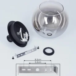 Suspension Verre Fumé-hofstein Plafonnier Pascal Noir, 1 lumière