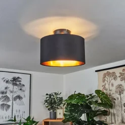 Lampes En Tissu-hofstein Plafonnier Pattburg Noir, 2 lumières