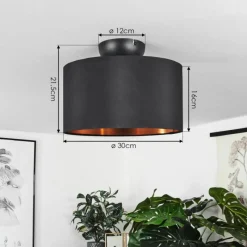 Lampes En Tissu-hofstein Plafonnier Pattburg Noir, 2 lumières