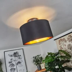 Lampes En Tissu-hofstein Plafonnier Pattburg Noir, 2 lumières