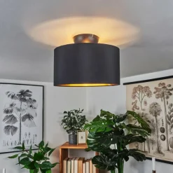 Lampes En Tissu-hofstein Plafonnier Pattburg Noir, 2 lumières