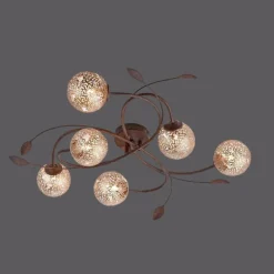 Luminaires Rustiques-Luminaires Paul Neuhaus Plafonnier Paul Neuhaus GRETA Rouille, 6 lumières