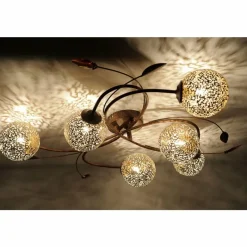 Luminaires Rustiques-Luminaires Paul Neuhaus Plafonnier Paul Neuhaus GRETA Rouille, 6 lumières