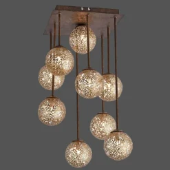 Luminaires Rustiques-Luminaires Paul Neuhaus Plafonnier Paul Neuhaus GRETA Rouille, 9 lumières